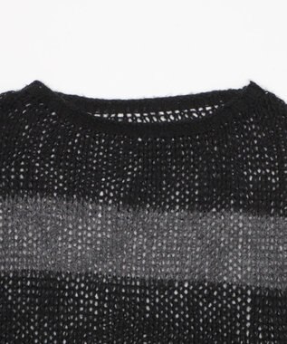 WEGO モヘアタッチボーダーBIGニット グレーボーダー