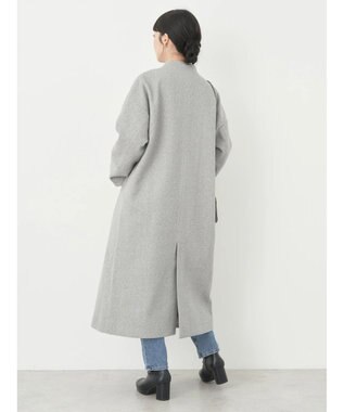 earth music&ecology Ｖネックノーカラーコート Gray Mixture