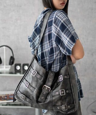 WEGO ベルトデザインBIGショルダー ブラック