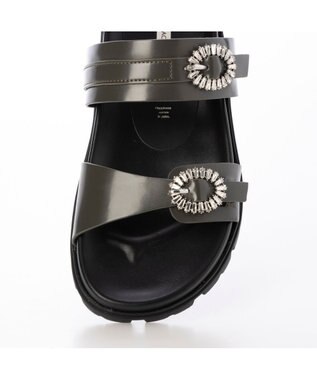 MODE ET JACOMO <MODE ET JACOMO>ビジューベルトフットベッドサンダル グレー