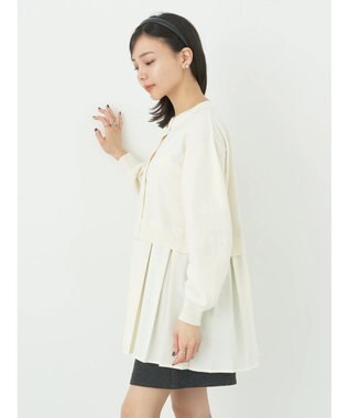 earth music&ecology プリーツドッキングカーディガン Ivory