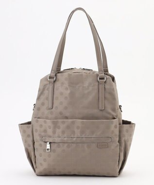 Y'SACCS ドットジャガードポーチ付きリュックサック ライトグレー