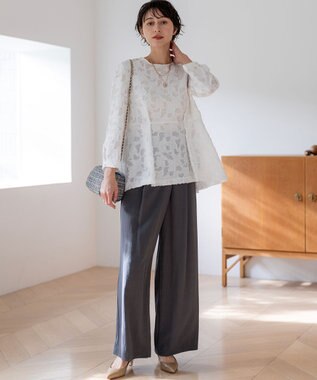 23区 S 【先行予約】ドレープツイル アシンメトリー ワイド パンツ グレー系