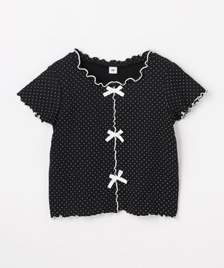 ANY KIDS 【一部店舗/WEB先行販売アイテム】ドット×リボン 半袖Tシャツ ブラック