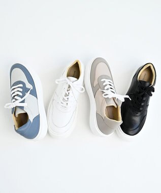 Pointer 日本製 本革軽量 大人厚底スニーカー オフホワイト