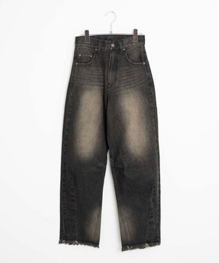 WEGO ヴィンテージウォッシュカーブデニムパンツ ブラック