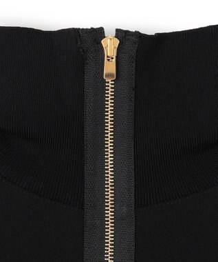 BEIGE， 【洗える】FLEUR / ニットコンビハイネック半袖ブラウス Black