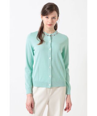 DAKS 綿ポリエステル ハウスチェックジャカード カーディガン