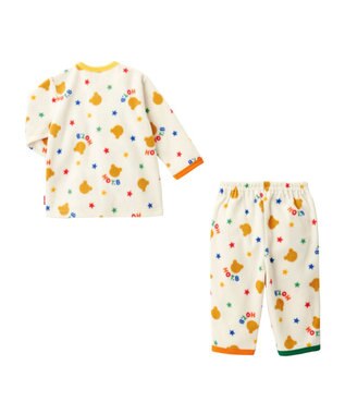 MIKI HOUSE HOT BISCUITS 【80-120cm】 カラフルパイピング フリース ルームウェア アイボリー