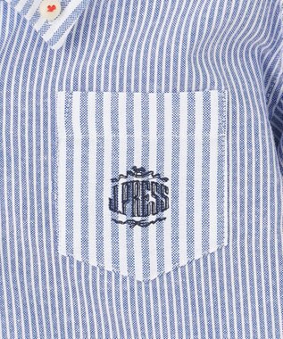 J.PRESS KIDS 【100-130cm】オックスフォード ストライプコンビシャツ ブルー系1