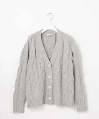 自由区 【洗える】ウールカシミヤブレンド ニットカーディガン ライトグレー系