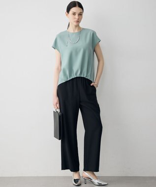 ICB 【先行予約】 FluidBackSatin フレンチスリーブブラウス ダークセージ