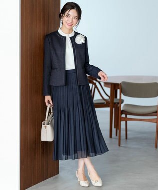 ANY SIS リップルボーダーストレッチ ジャケット ネイビー