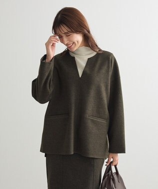 Green Parks 圧縮ポンチキーネックプルオーバー Dark Green