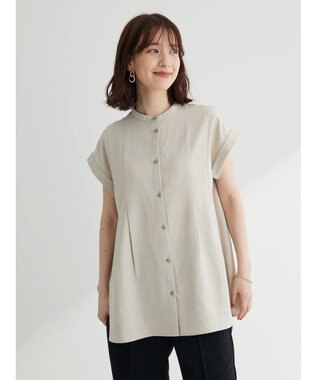 Green Parks フレンチスリーブタックブラウス Beige