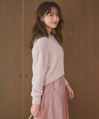 Feroux 【洗える】ニット×フレアスカート セットアップ ピンク系