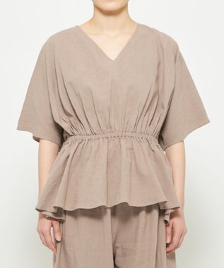 uncrave コットンリネンボイル ペプラムブラウス トープ