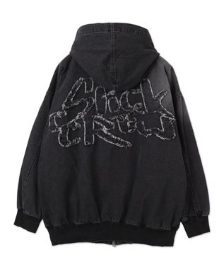 WEGO ヴィンテージウォッシュBIGフードブルゾン ブラック