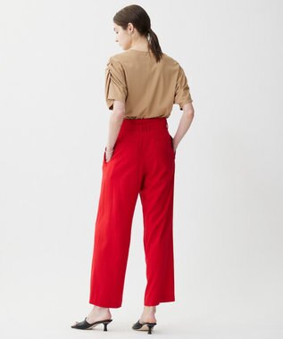 ICB 【接触冷感・UVカット・洗える】 T/Rドライリネン ワイドストレートパンツ レッド系