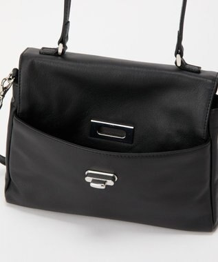 russet ソフトレザーフラップミニトートバッグ(CE-1674) Black