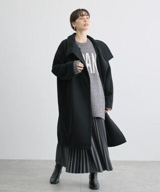 AMERICAN HOLIC リサイクル中空FIBERスタンドカラーロングコート Black