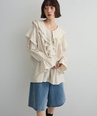 Green Parks ビッグカラーフリルブラウス