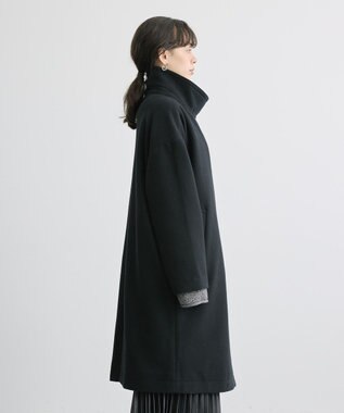 AMERICAN HOLIC リサイクル中空FIBERスタンドカラーロングコート Black
