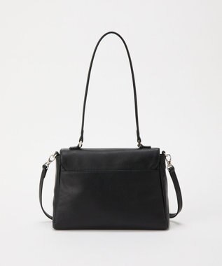 russet ソフトレザーフラップミニトートバッグ(CE-1674) Black