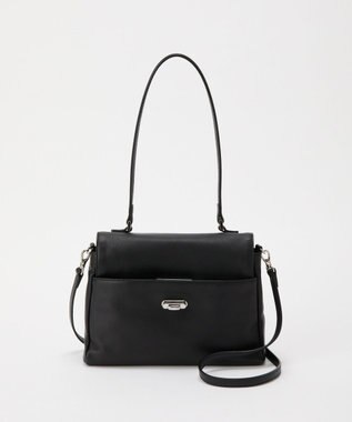 russet ソフトレザーフラップミニトートバッグ(CE-1674) Black