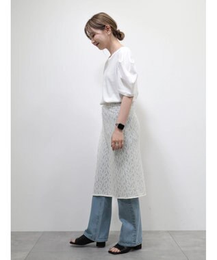 AMERICAN HOLIC 接触冷感タックスリーブ５分袖カットプルオーバー Off White