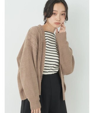 earth music&ecology ベロアモールケーブルカーディガン