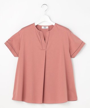 J.PRESS LADIES プレーティングジャージー チュニック丈 カットソー ローズピンク系