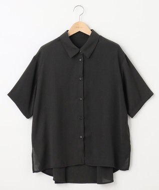 SHARE PARK LADIES 【2WAY】オーバーサイズ楊柳シャツ ブラック系