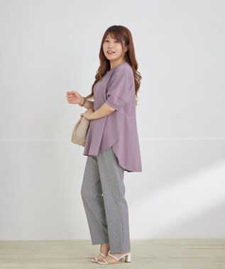 Tiaclasse L 【洗える・接触冷感・紫外線ケア・サラごこち】ラウンドヘムチュニック ピンクモカ