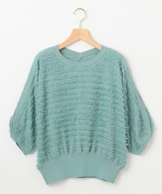 組曲 【WEB限定】カットジャガードドルマンスリーブ ニット ブルー系
