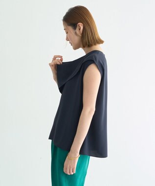 YECCA VECCA ドレープブラウス Navy