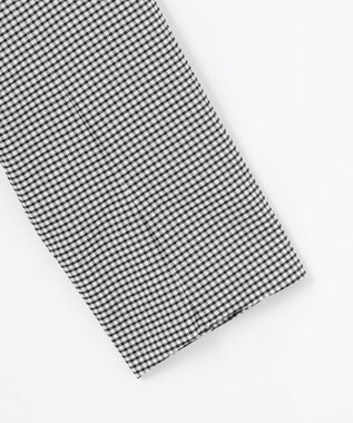 J.PRESS LADIES L 【洗える】Lightストレッチギンガム シングル トレンチコート ブラック×ライトグレーギンガム系