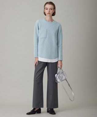 ICB 【洗える】 TWブロード ワイドストレートパンツ チャコール系