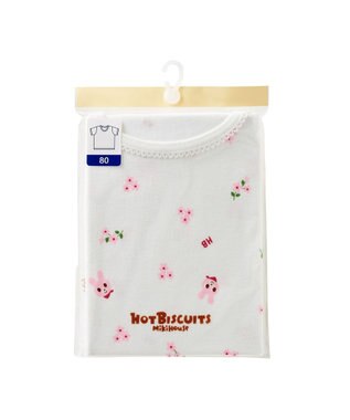 MIKI HOUSE HOT BISCUITS 【80-120cm】 フライス素材半袖肌着(女の子用インナー) 白×ピンク