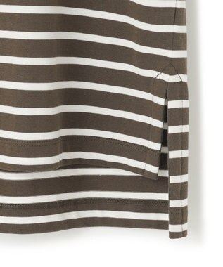 23区 S 【SLOW/一部店舗限定】ギザコットンボーダー ラウンドネックカットソー モカxオフホワイトボーダー