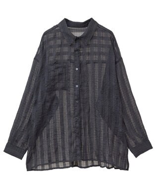 Green Parks シアーワッシャーロングスリーブシャツ Black