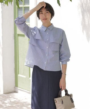 J.PRESS LADIES L Shineシャンブレーツイル スカート ネイビー系