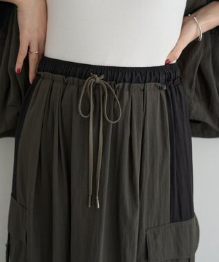 YECCA VECCA 【UVカット/接触冷感/遮熱】COOLカーゴロングスカート Charcoal Gray