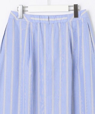 J.PRESS LADIES L 【洗える】 セルロース タイプライター ストライプ フレアー スカート サックスブルー系1