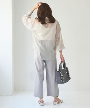 Feroux 【洗える】セミワイド パンツ ベージュ系