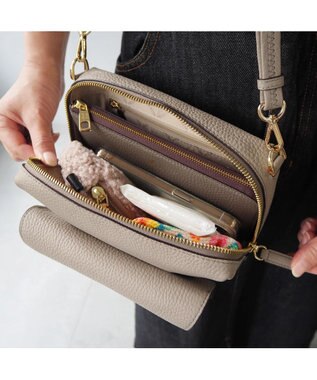 PELLE BORSA レザーポシェット メガネポケット付き Reinette レネット 4795 グレージュ