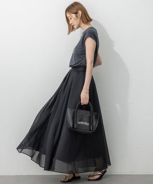 23区 L 【洗える】コンパクトヤーン フレンチスリーブ Tシャツ グレー系