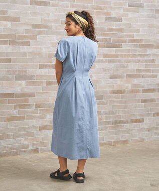 J.PRESS YORK STREET 【WOMEN】リネンライクイージーフィット ワンピース ダルブルー系