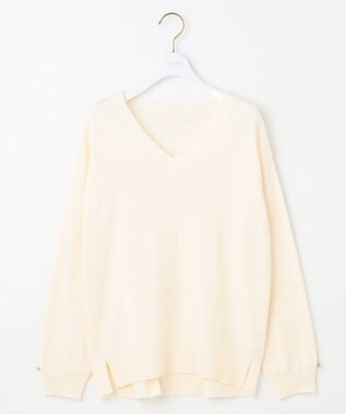 ANY SIS 【ウールブレンドシリーズ】フロント切替Vネック ニット アイボリー