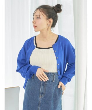 earth music&ecology ＵＶカット加工　ベーシックカーディガン Blue